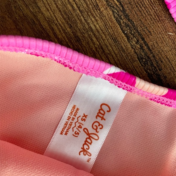 Cat and Jack Girls Bathing suit with Rashguard - Picture 3 of 3